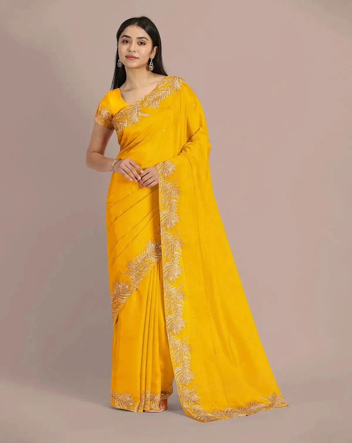 Mango Yellow Organza Saree - Pallodstore