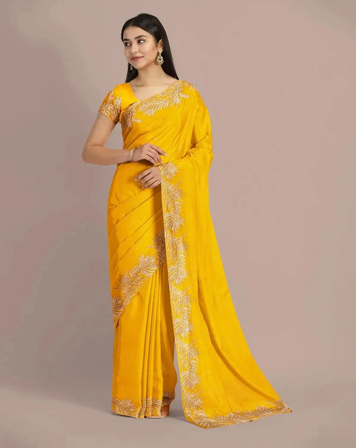 Mango Yellow Organza Saree - Pallodstore