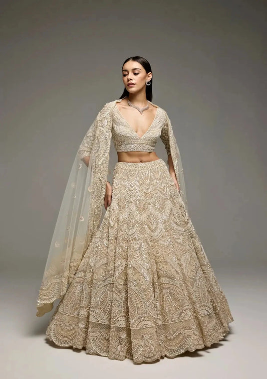 Marisol Ivory Lehenga - Pallodstore