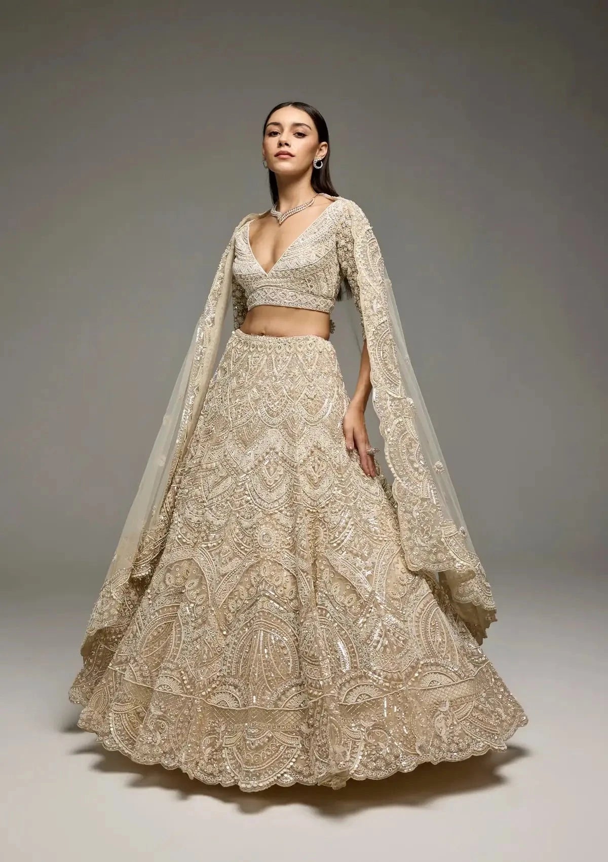 Marisol Ivory Lehenga - Pallodstore