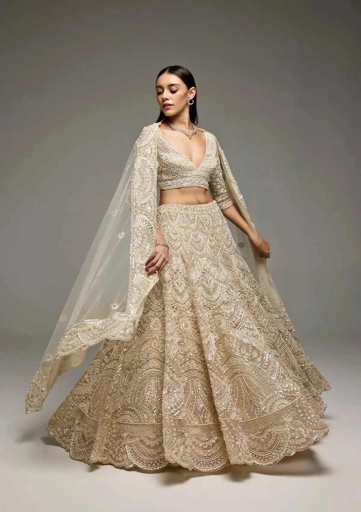 Marisol Ivory Lehenga - Pallodstore
