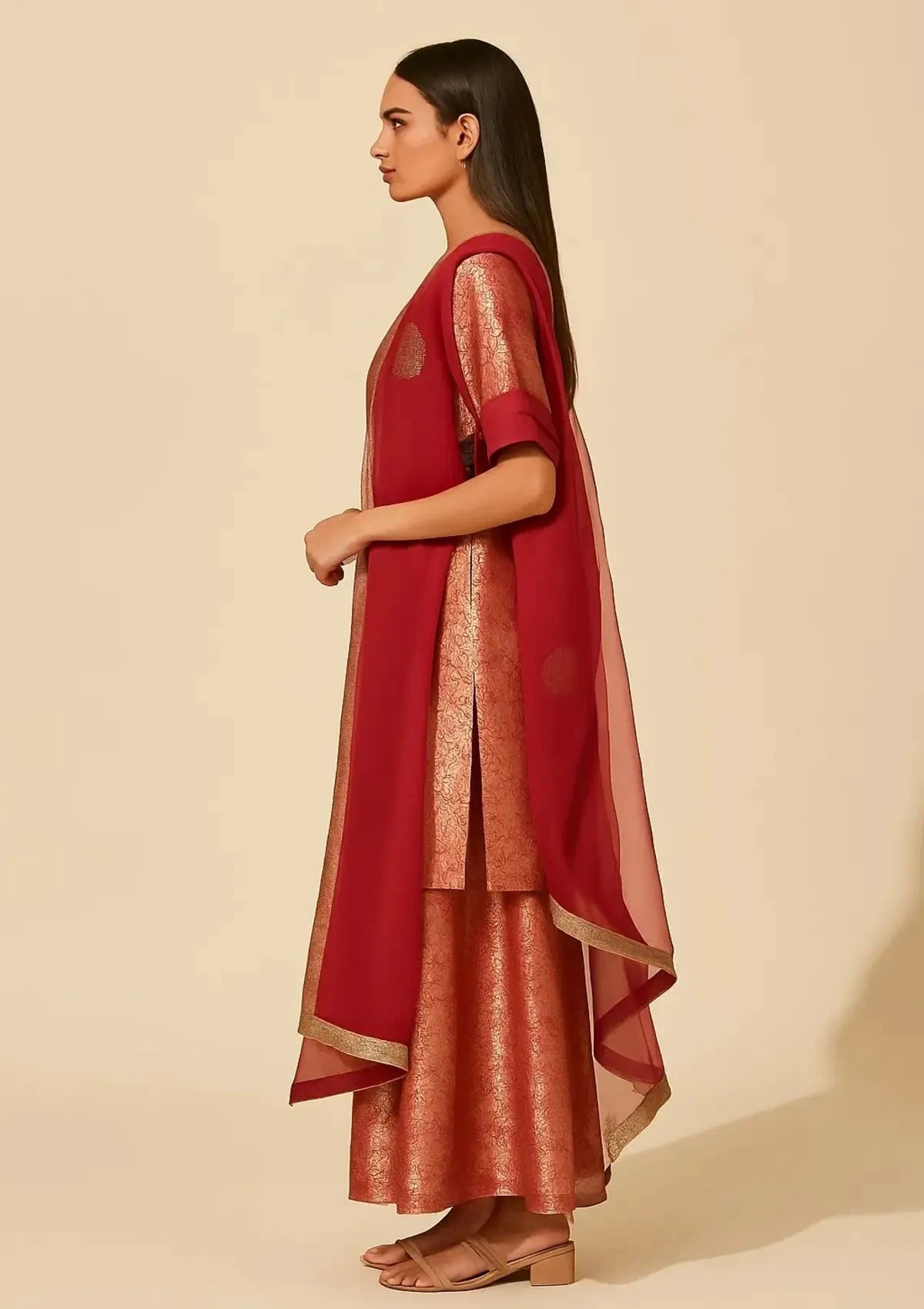 Maroonish Red Plazzo Suit - Pallodstore