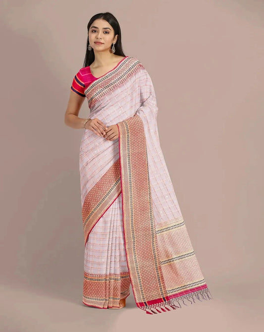 Mauve Banarasi Organza Saree - Pallodstore
