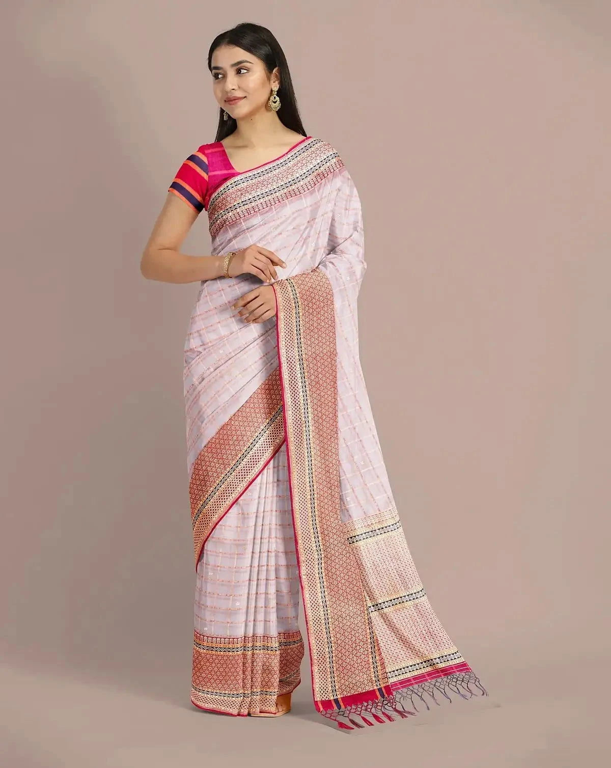 Mauve Banarasi Organza Saree - Pallodstore