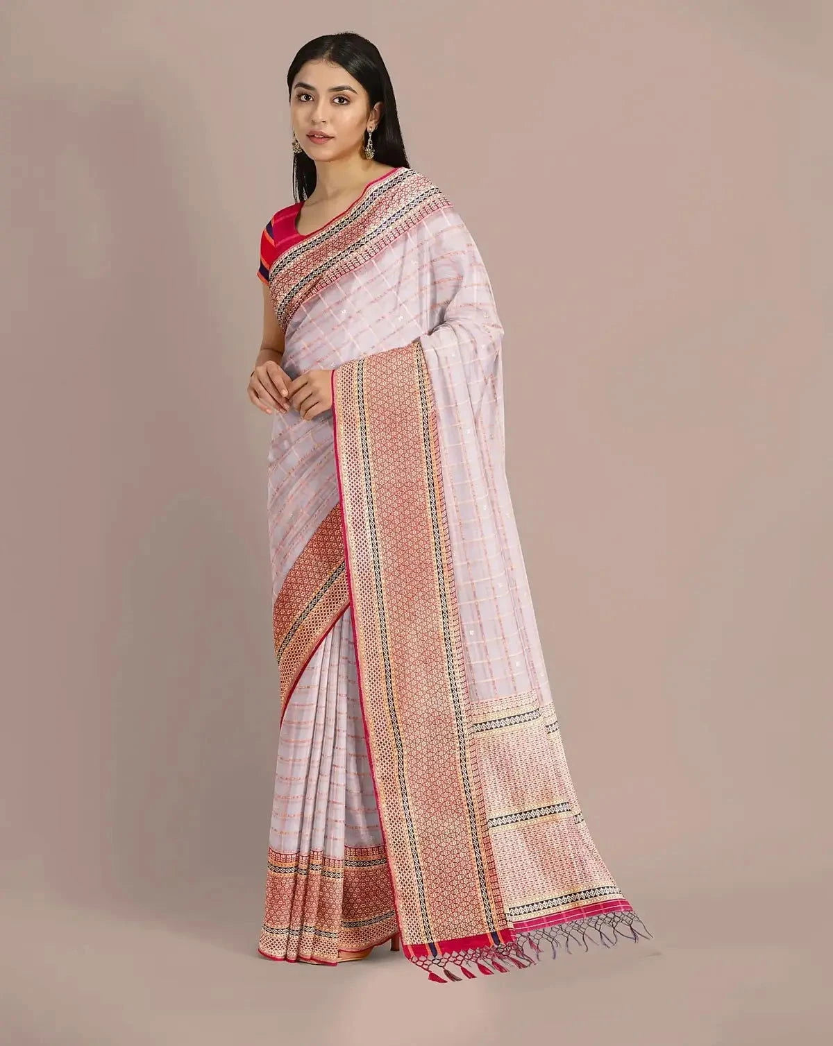 Mauve Banarasi Organza Saree - Pallodstore