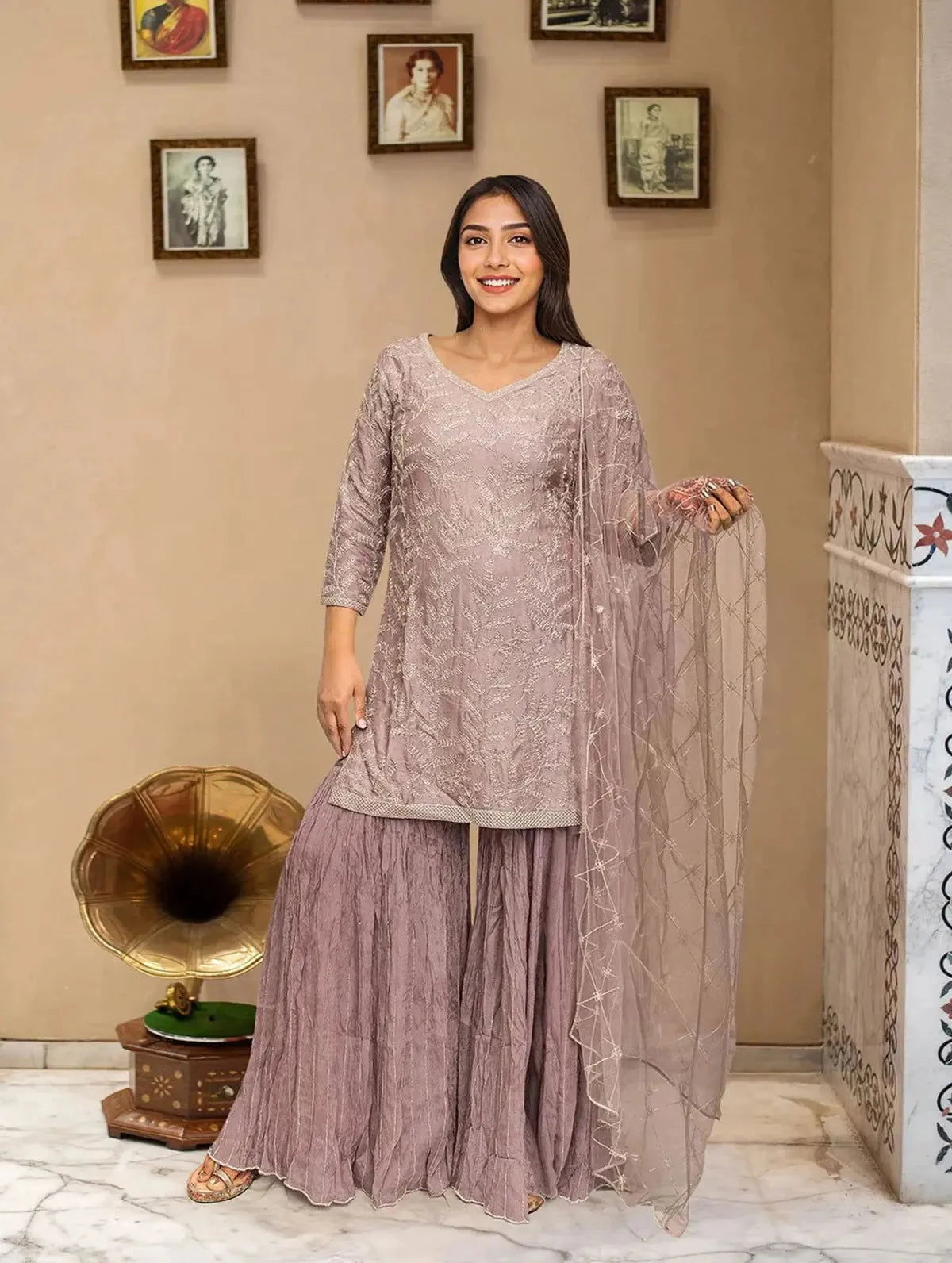 Mauve Garara Suit - Pallodstore