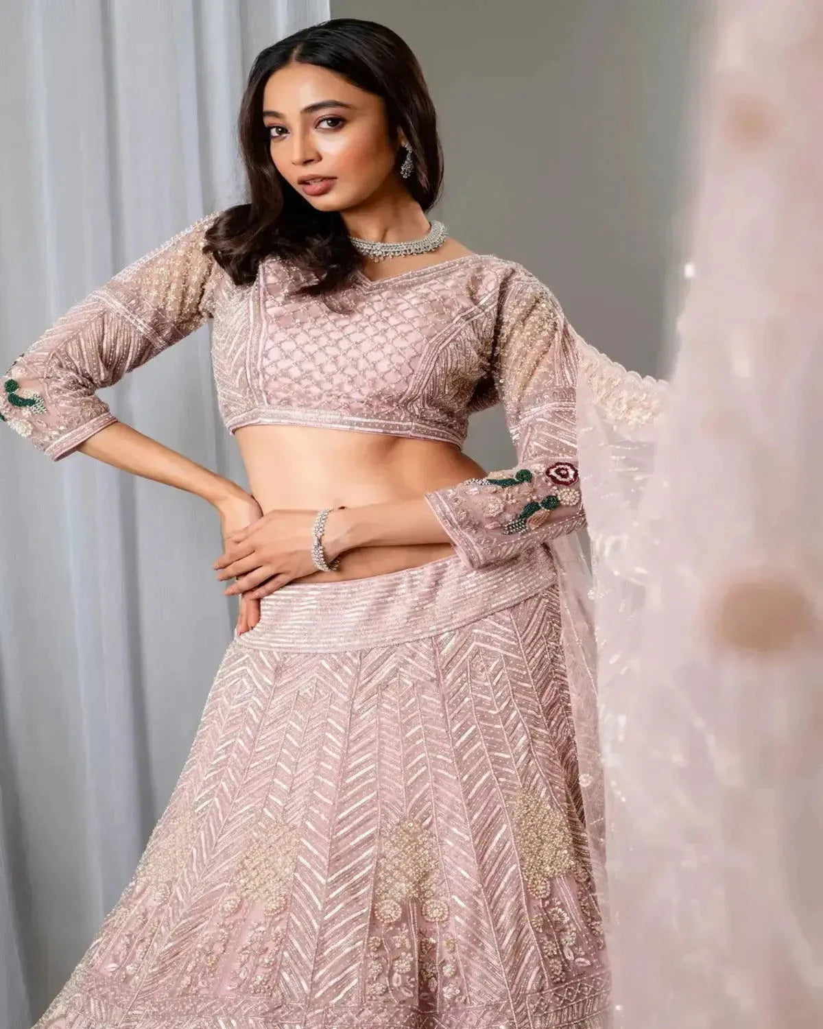 Mauve Sequins Lehenga - Pallodstore