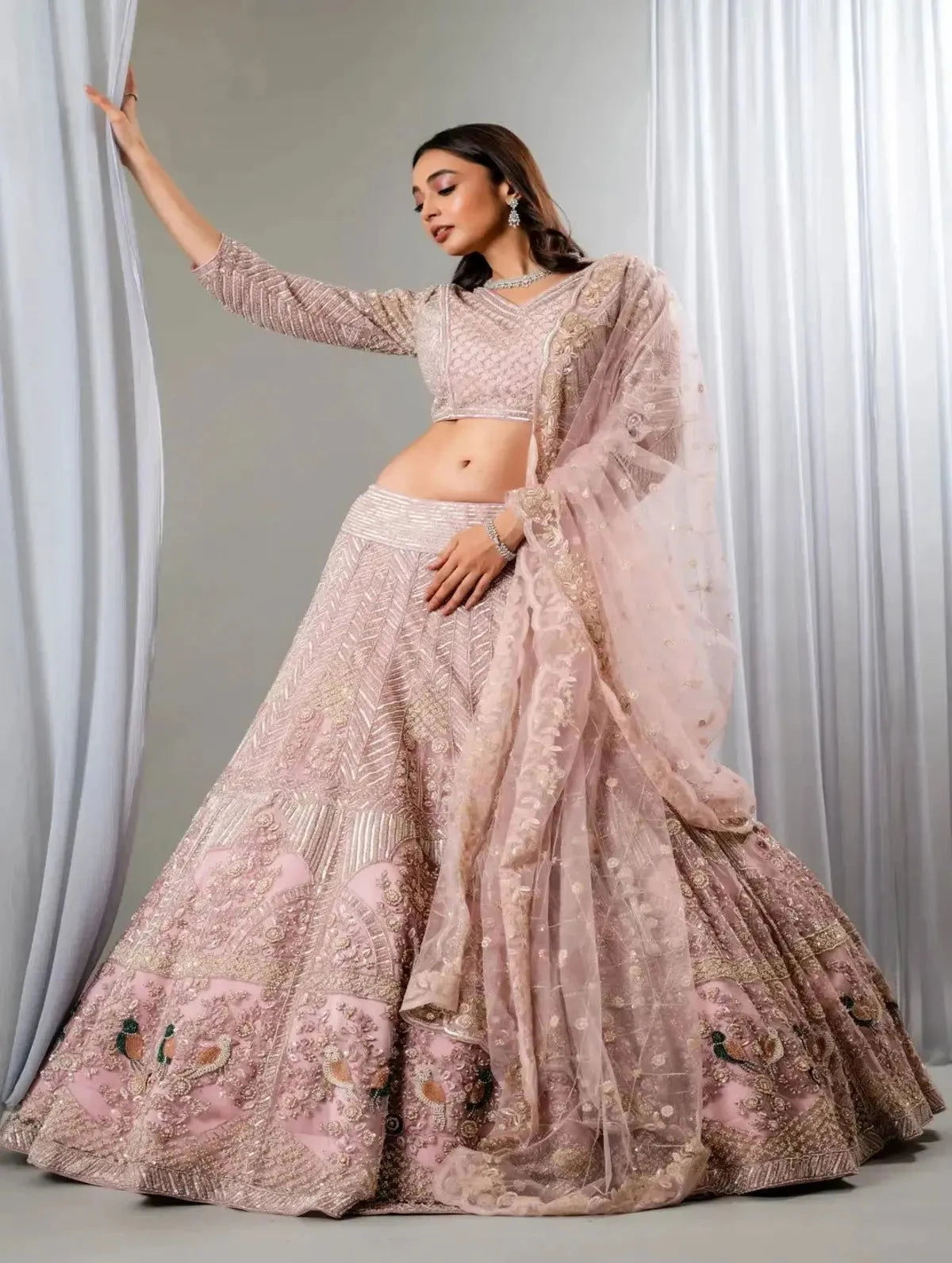 Mauve Sequins Lehenga - Pallodstore