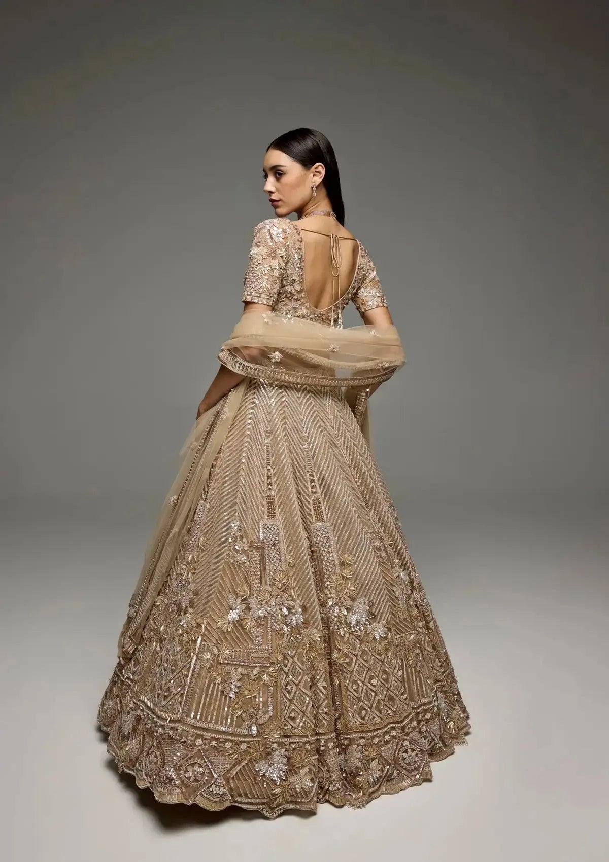 Megan Golden Lehenga - Pallodstore