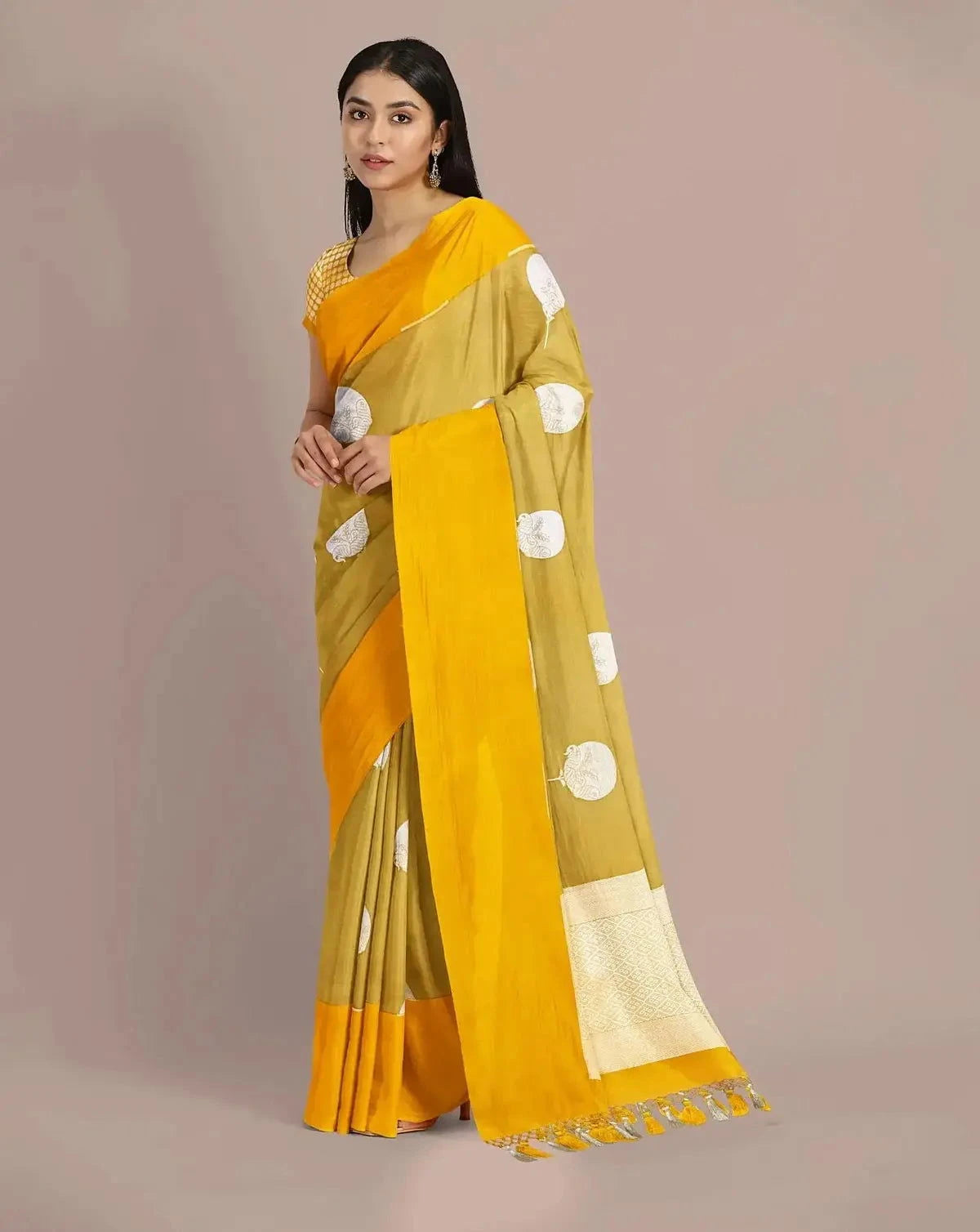 Mehendi Green Banarasi Kora Saree - Pallodstore