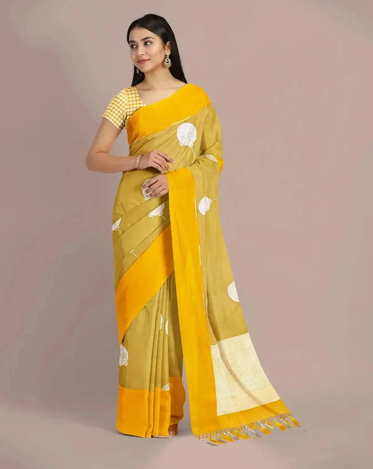 Mehendi Green Banarasi Kora Saree - Pallodstore