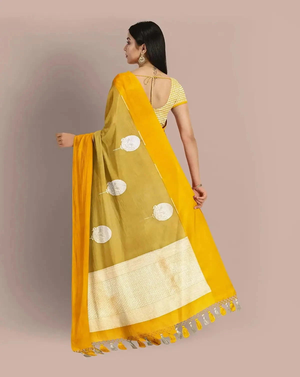Mehendi Green Banarasi Kora Saree - Pallodstore