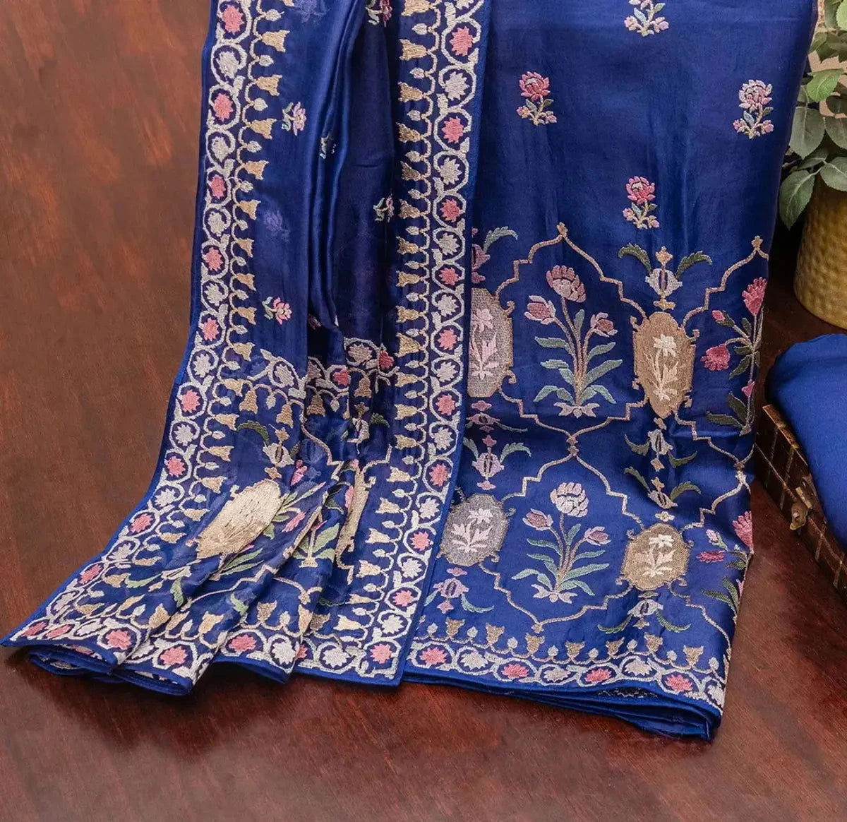 Midnight Blue Color Dress Material with Resham Work - Pallodstore