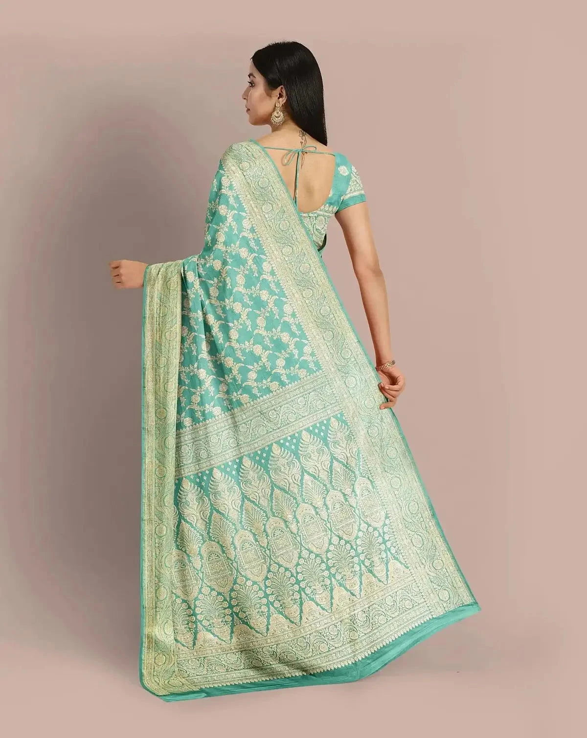 Mint Blue Zari Woven Banarasi Silk - Pallodstore