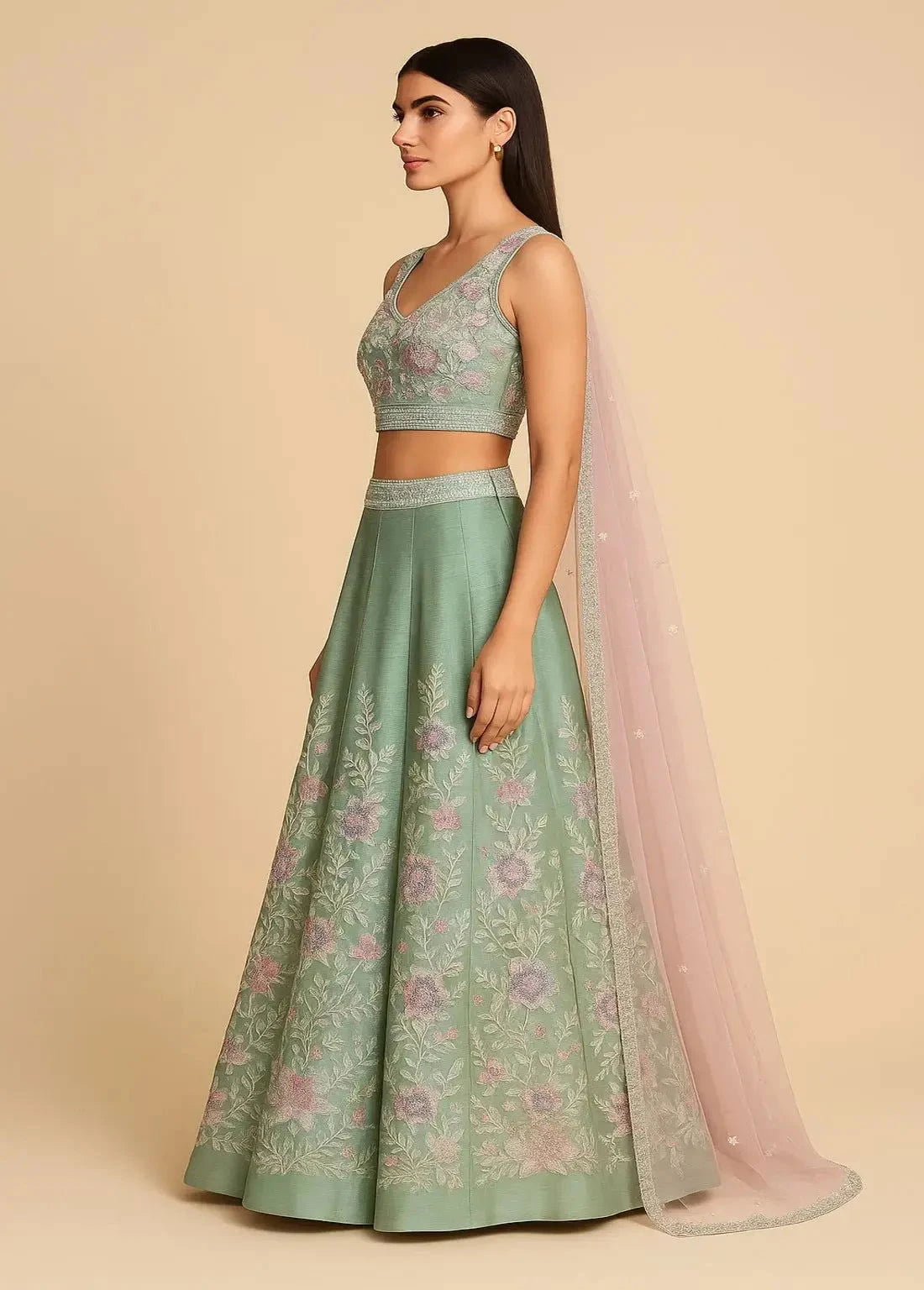 Mint Green Lehenga - Pallodstore