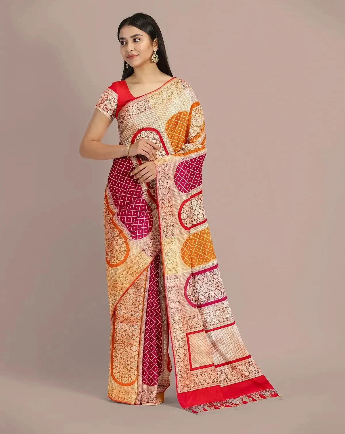Multi Color Banarasi Silk Saree - Pallodstore