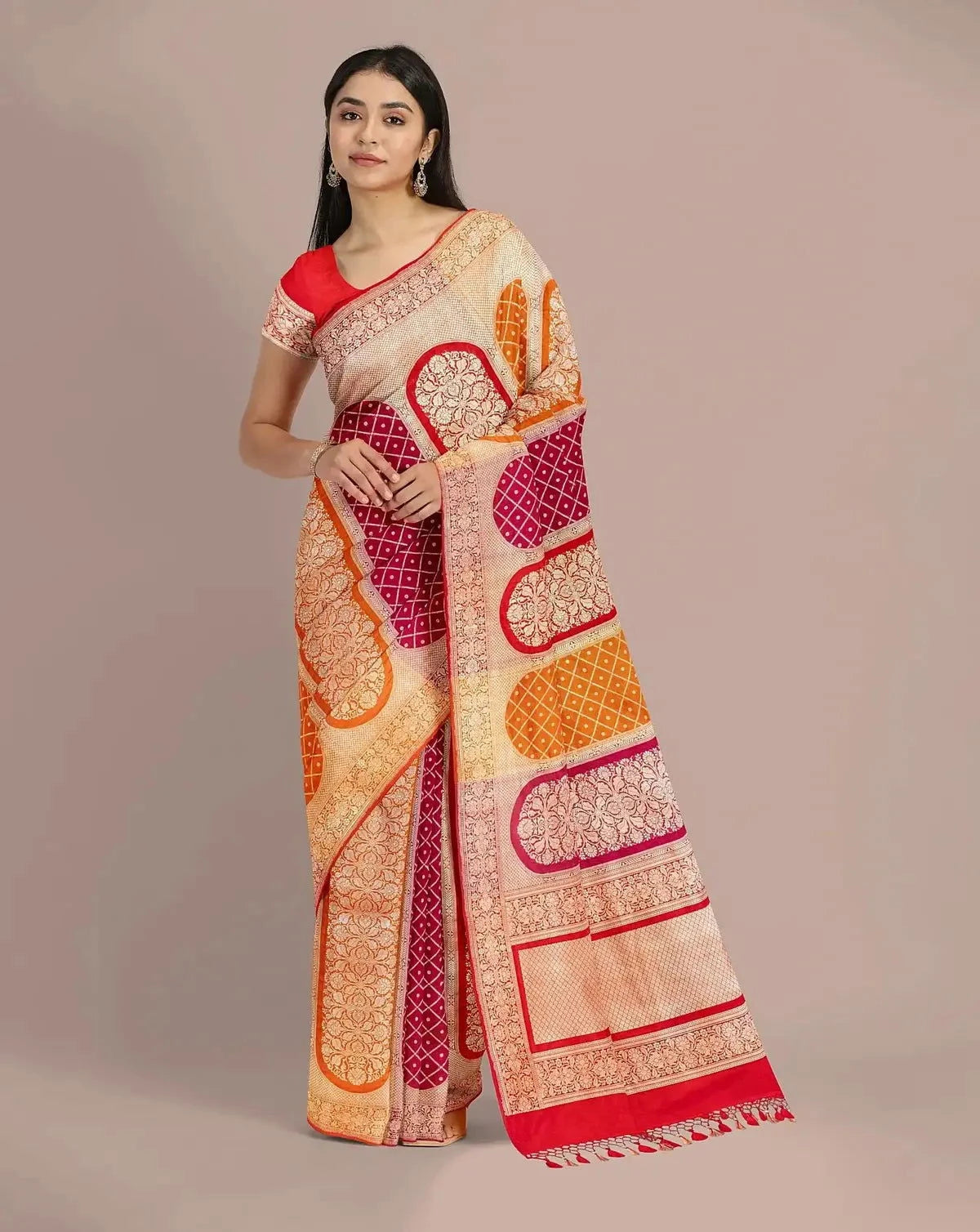 Multi Color Banarasi Silk Saree - Pallodstore