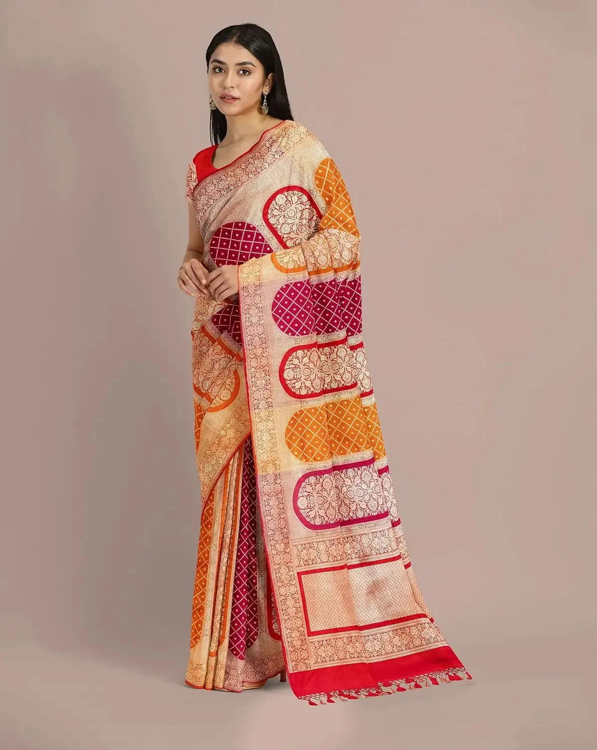 Multi Color Banarasi Silk Saree - Pallodstore