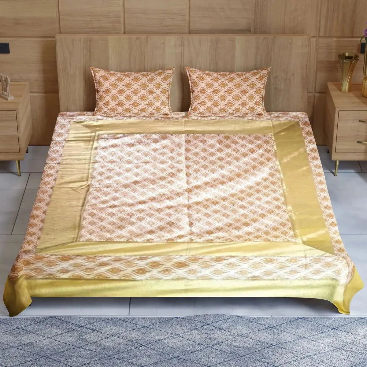 Multicolor Divine Handblock Printed Cotton  Double Bedsheet - Pallodstore