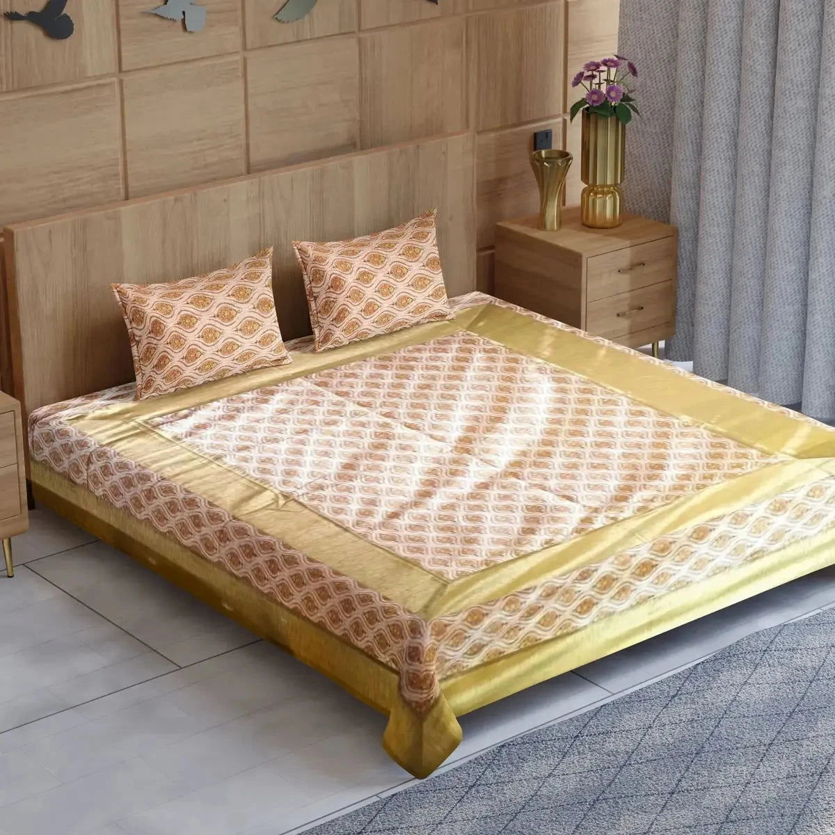 Multicolor Divine Handblock Printed Cotton  Double Bedsheet - Pallodstore