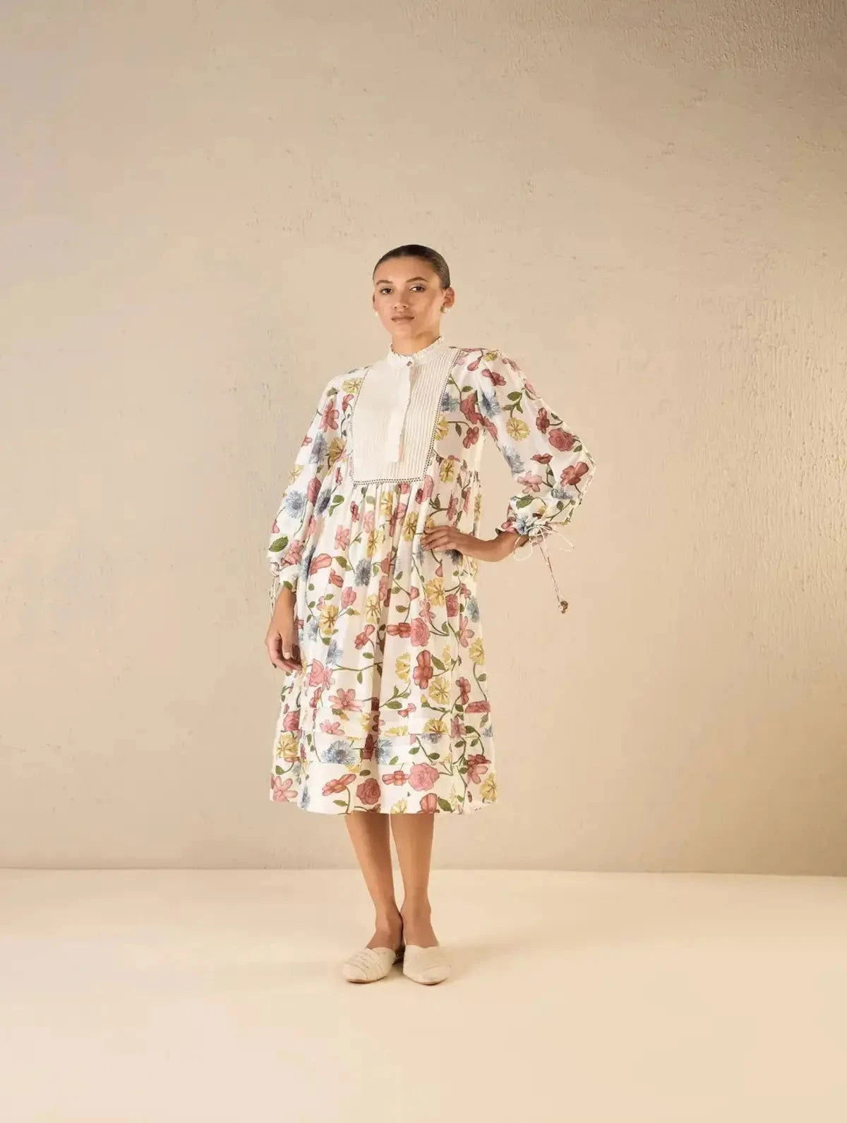 Multicolor Floral Gather Dress - Pallodstore