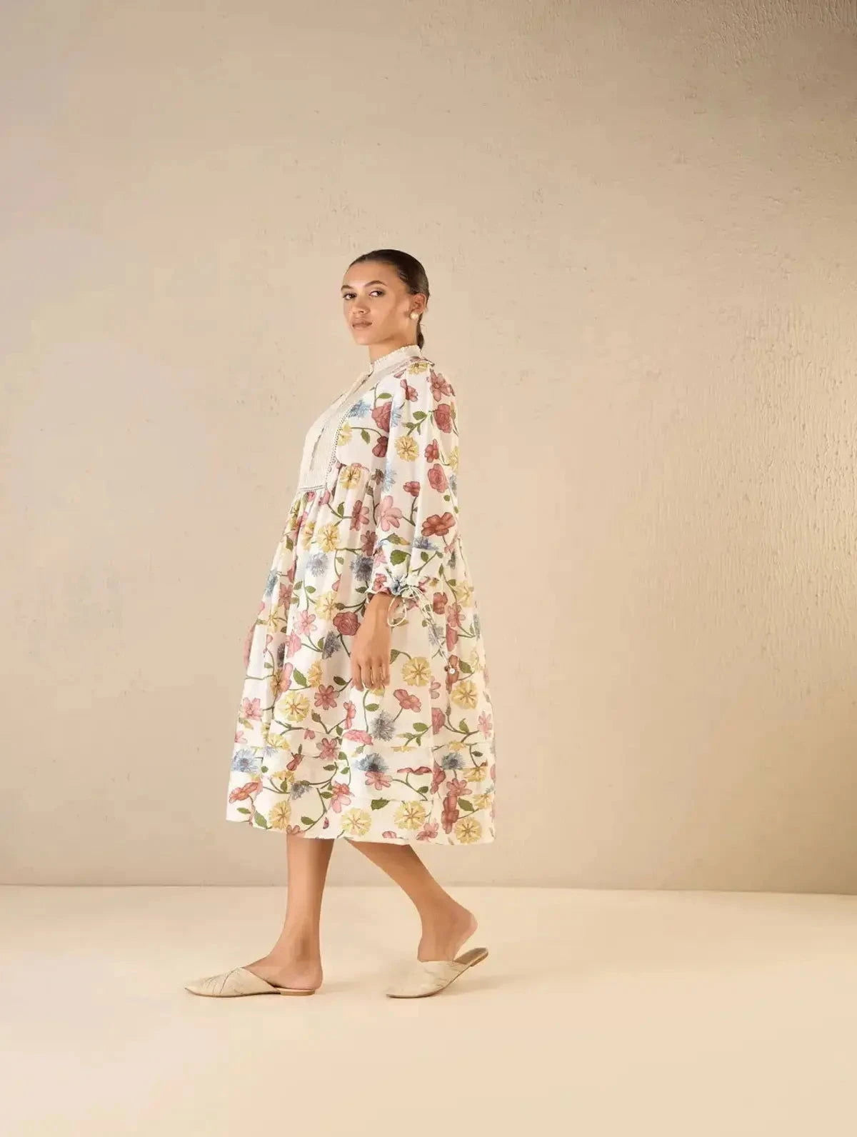 Multicolor Floral Gather Dress - Pallodstore
