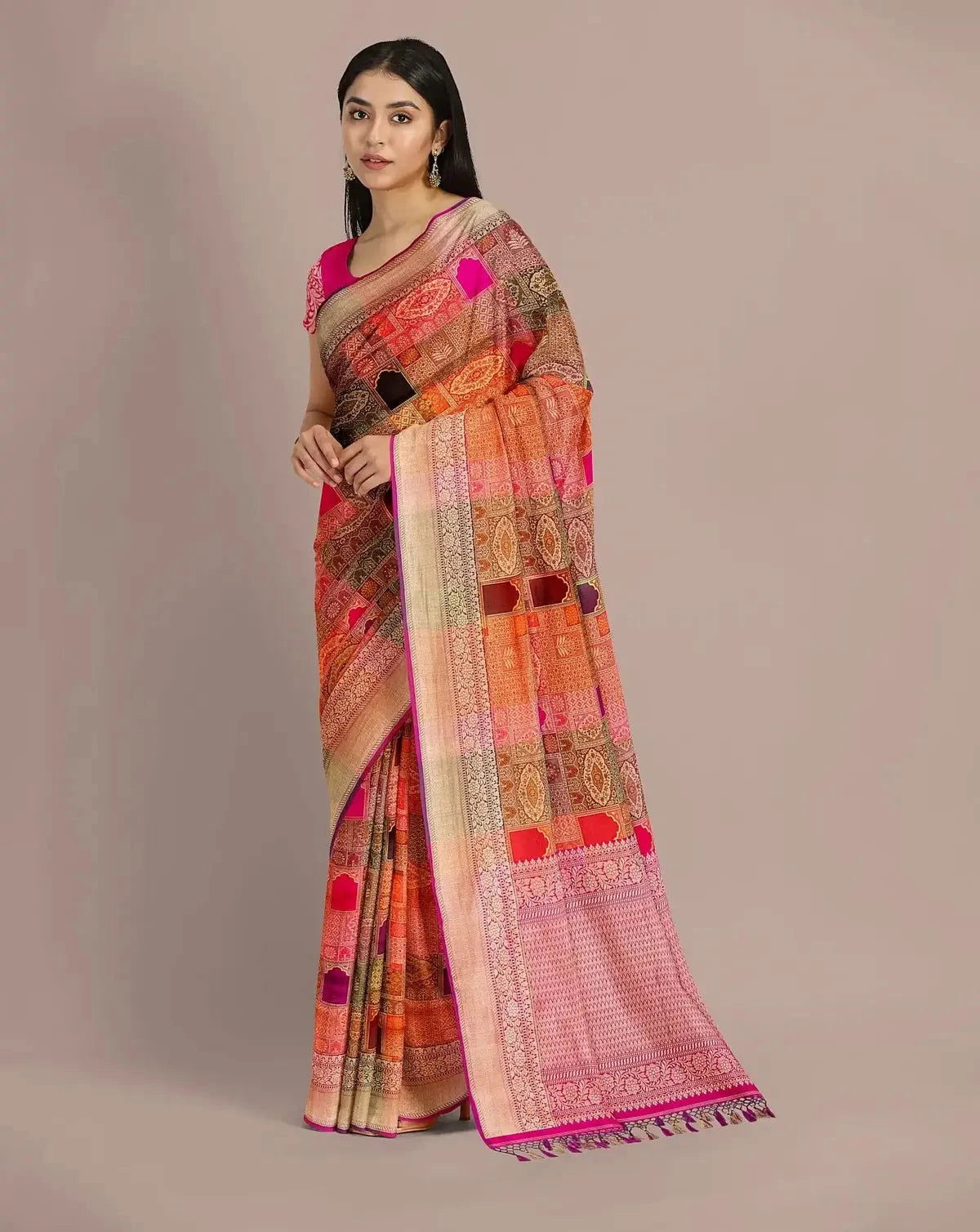 Multicolour Rancard Tissue Banarasi Saree - Pallodstore