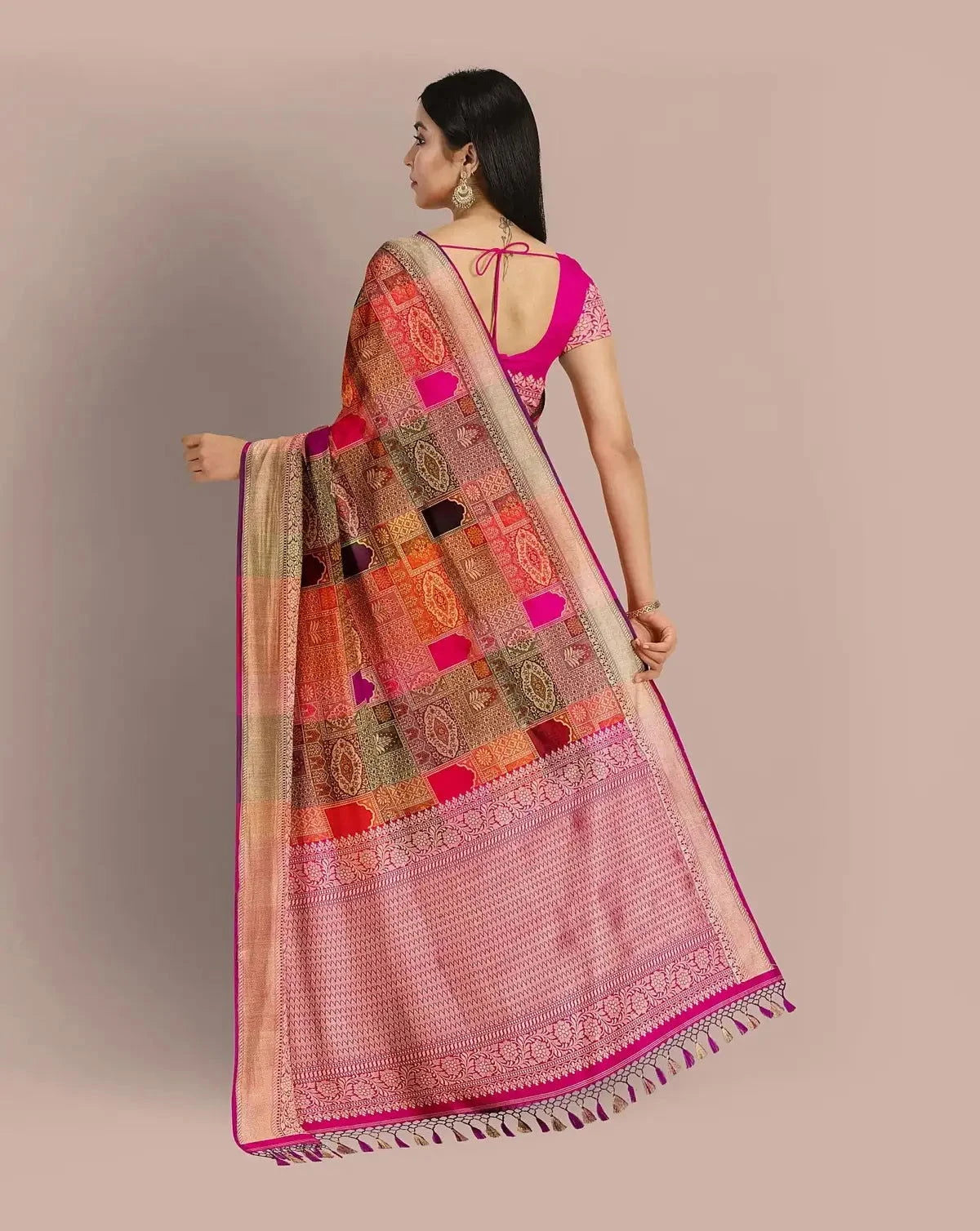 Multicolour Rancard Tissue Banarasi Saree - Pallodstore