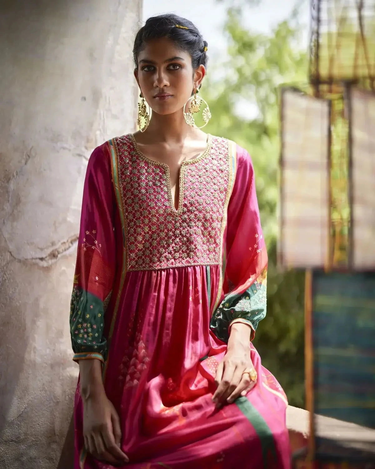 Nadira Magenta Front Puckering Kurta Set - Pallodstore