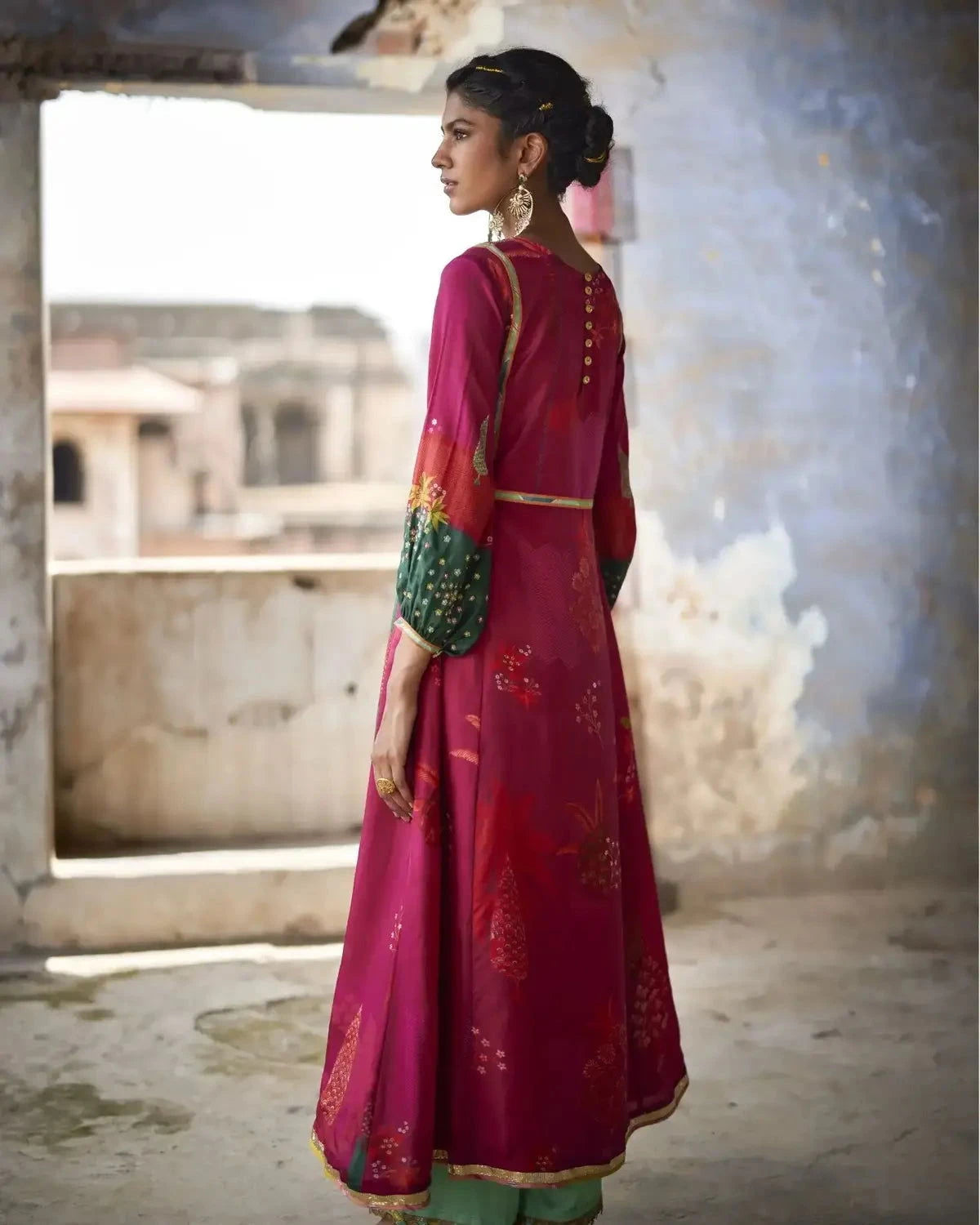 Nadira Magenta Front Puckering Kurta Set - Pallodstore