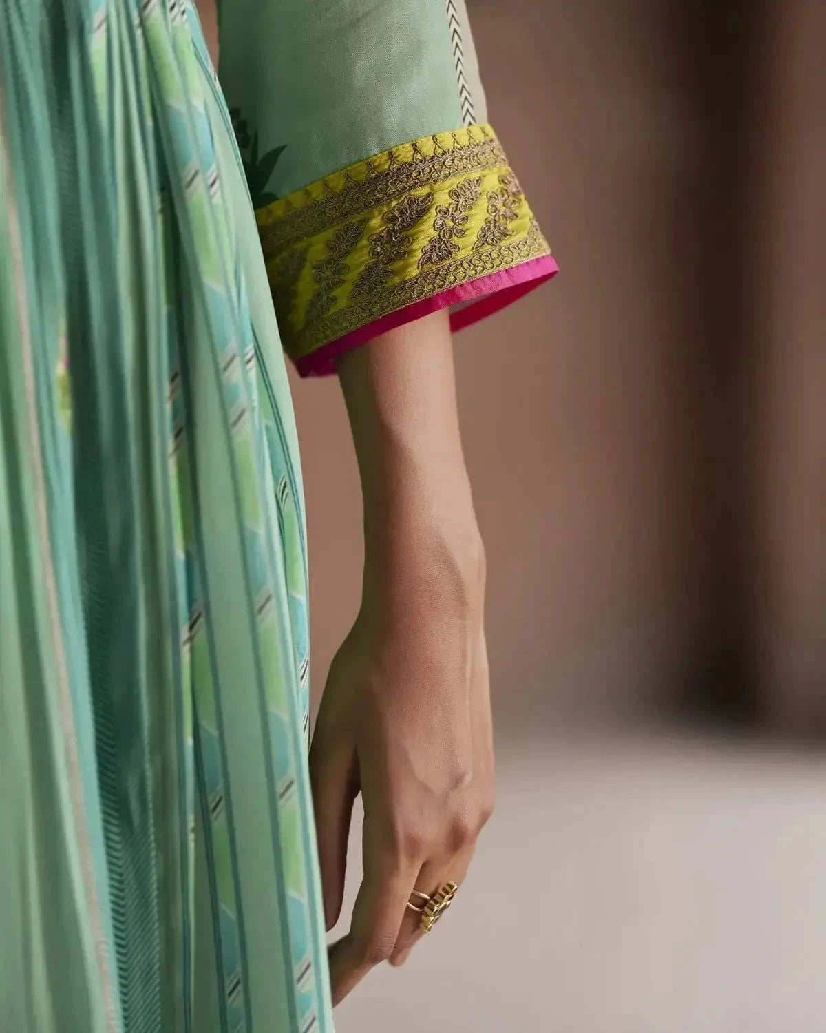 Nadira Powder Blue Pintuck Angrakha Kurta Set - Pallodstore