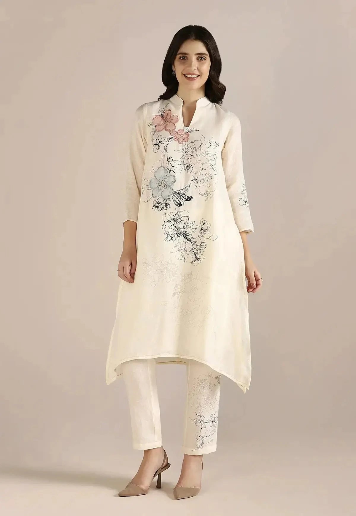 OFF-White Poppy Pop Fly Free Kurta Set - Pallodstore