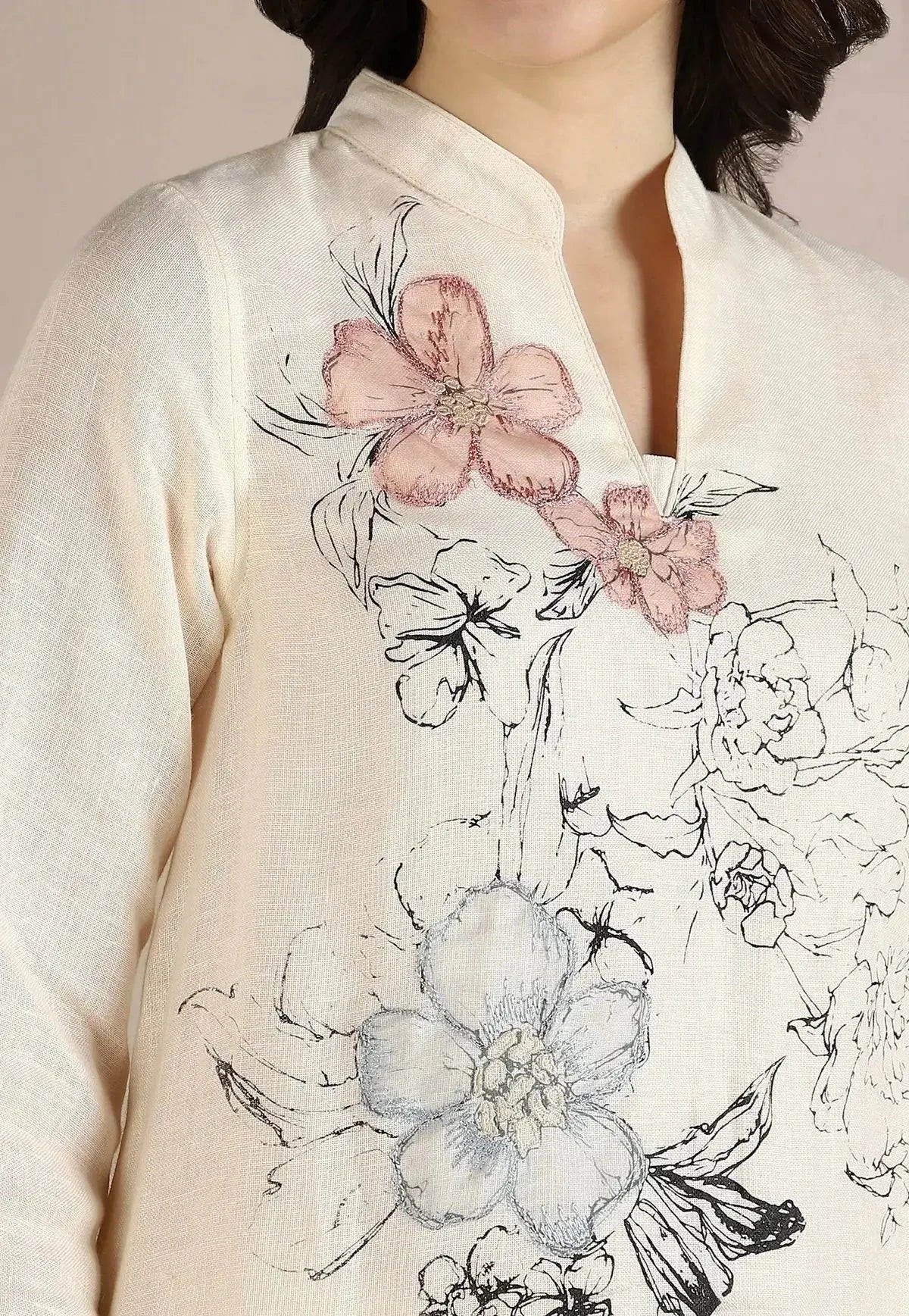 OFF-White Poppy Pop Fly Free Kurta Set - Pallodstore