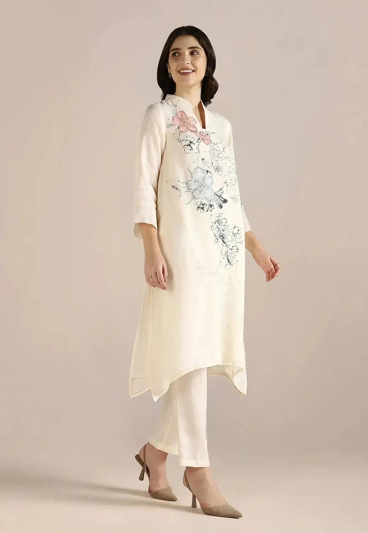 OFF-White Poppy Pop Fly Free Kurta Set - Pallodstore