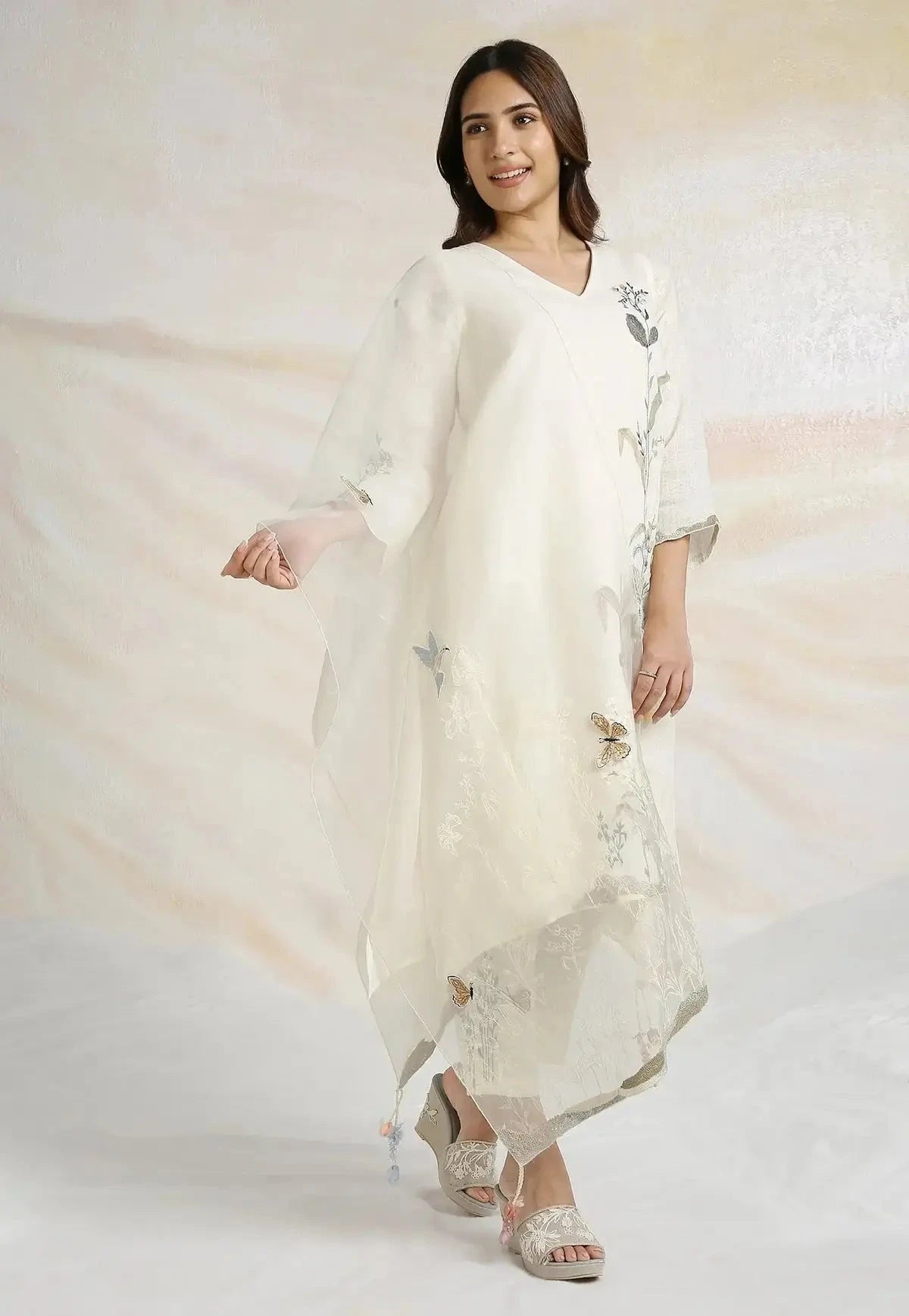 Off-White Prairie Fly Free Tunic Set - Pallodstore