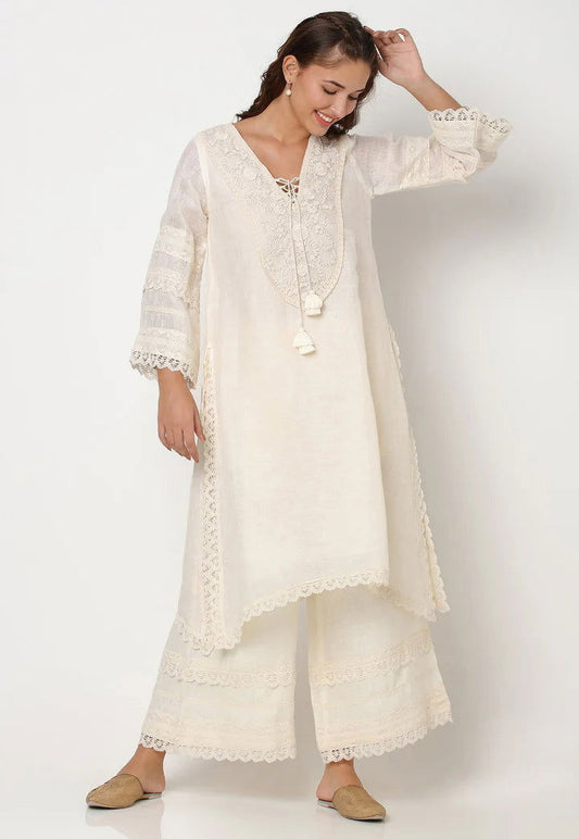 Off White Halo Bloom Fly Free Tunic Set - Pallodstore