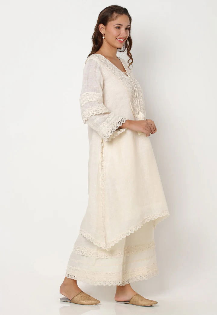 Off White Halo Bloom Fly Free Tunic Set - Pallodstore