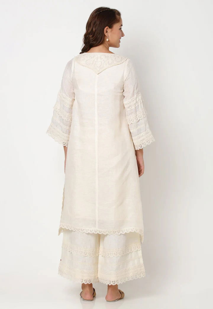Off White Halo Bloom Fly Free Tunic Set - Pallodstore