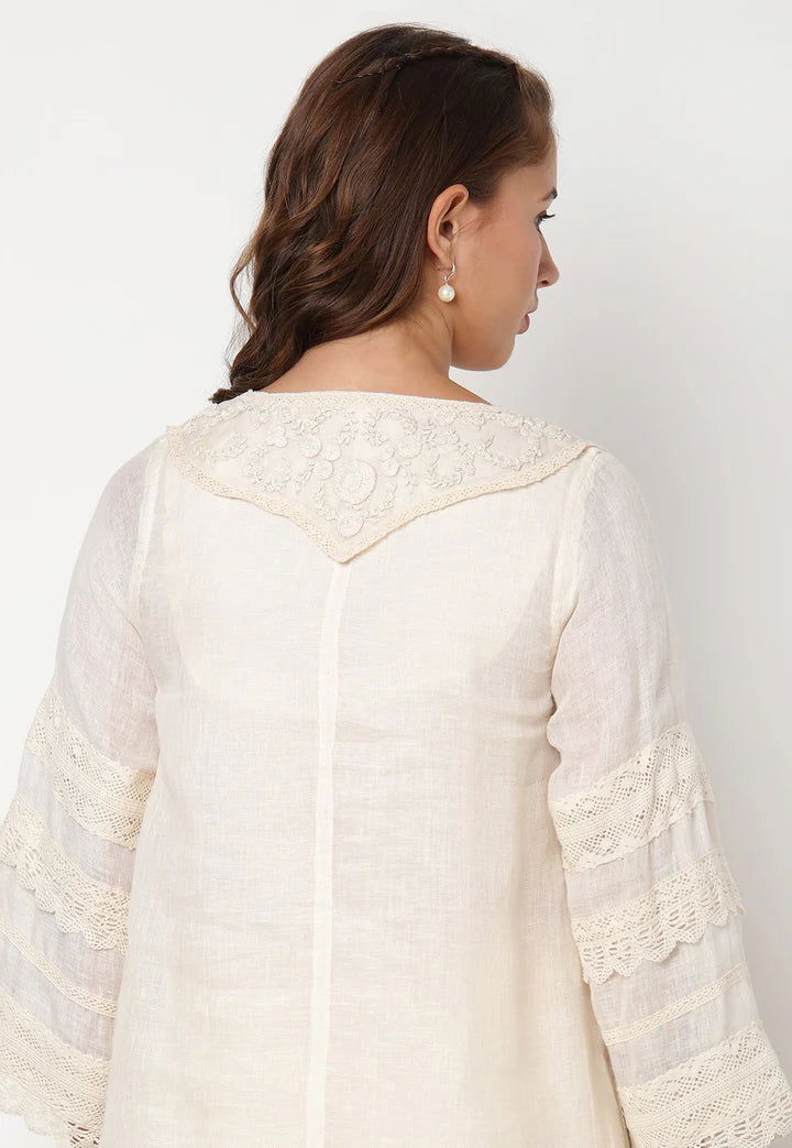 Off White Halo Bloom Fly Free Tunic Set - Pallodstore