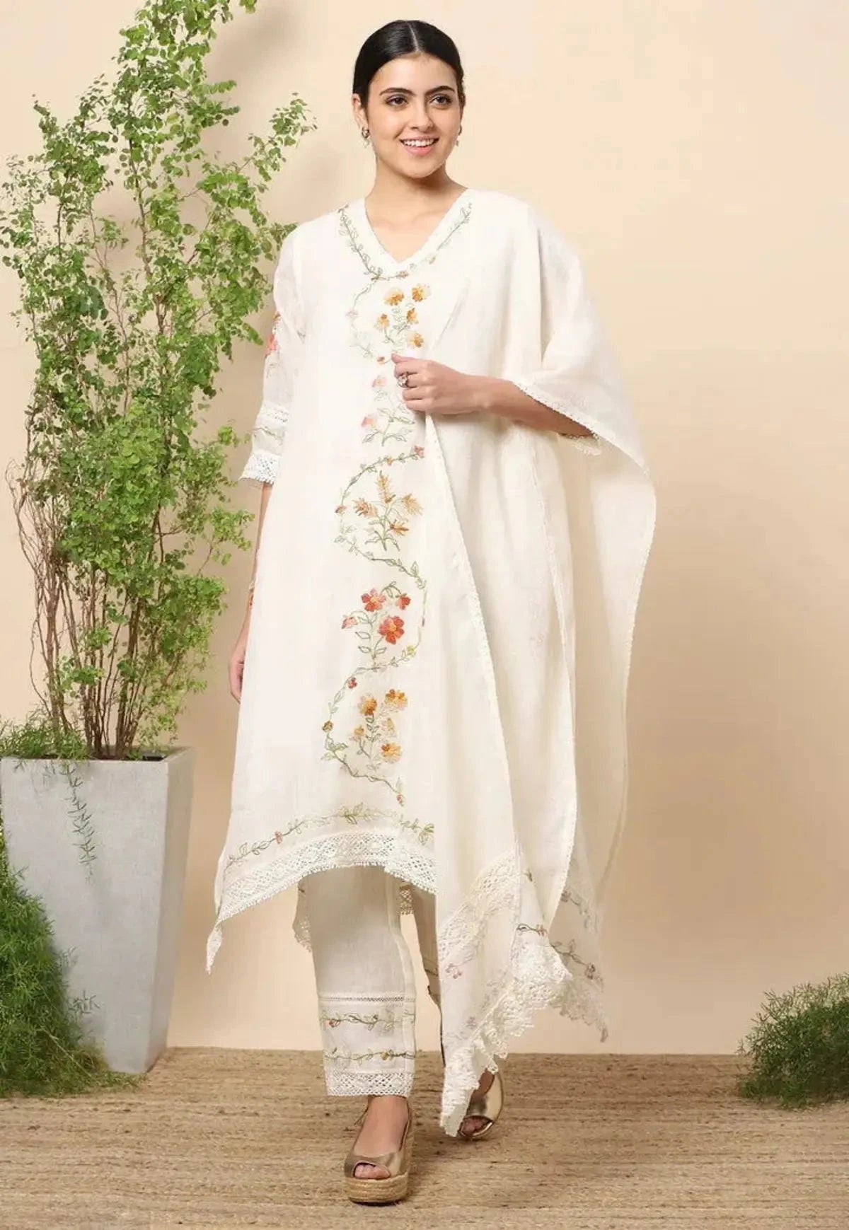 Off White Summer Harvest Fly Free Tunic Set - Pallodstore