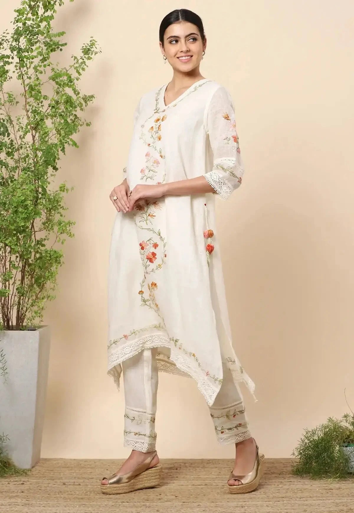 Off White Summer Harvest Fly Free Tunic Set - Pallodstore