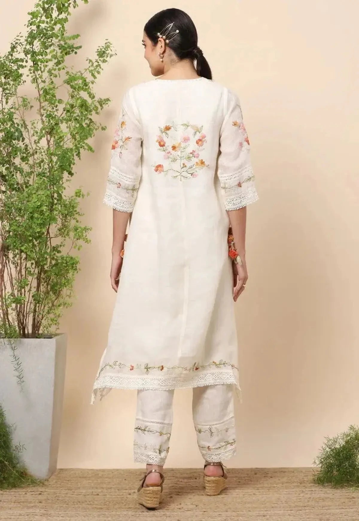 Off White Summer Harvest Fly Free Tunic Set - Pallodstore