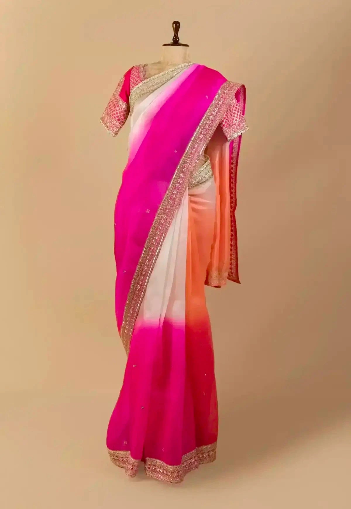 Ombre Embroidered Organza Saree - Pallodstore