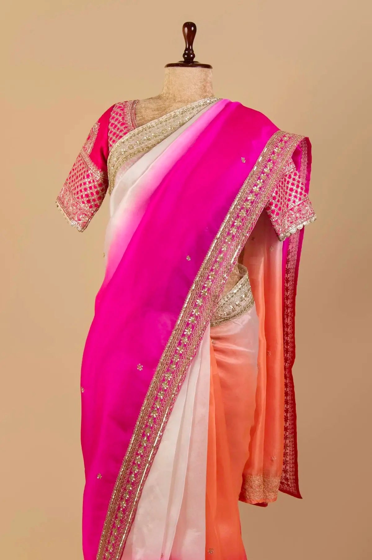 Ombre Embroidered Organza Saree - Pallodstore