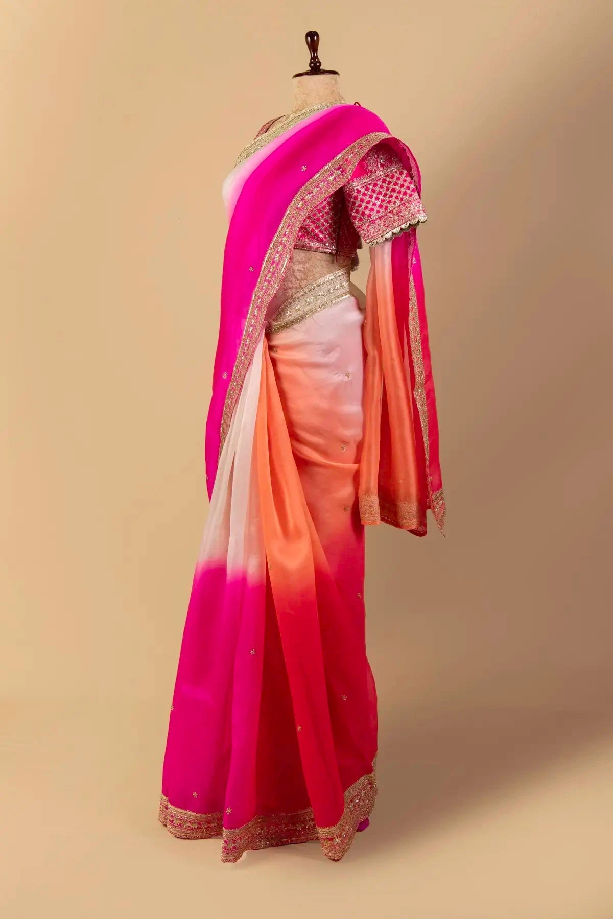 Ombre Embroidered Organza Saree - Pallodstore
