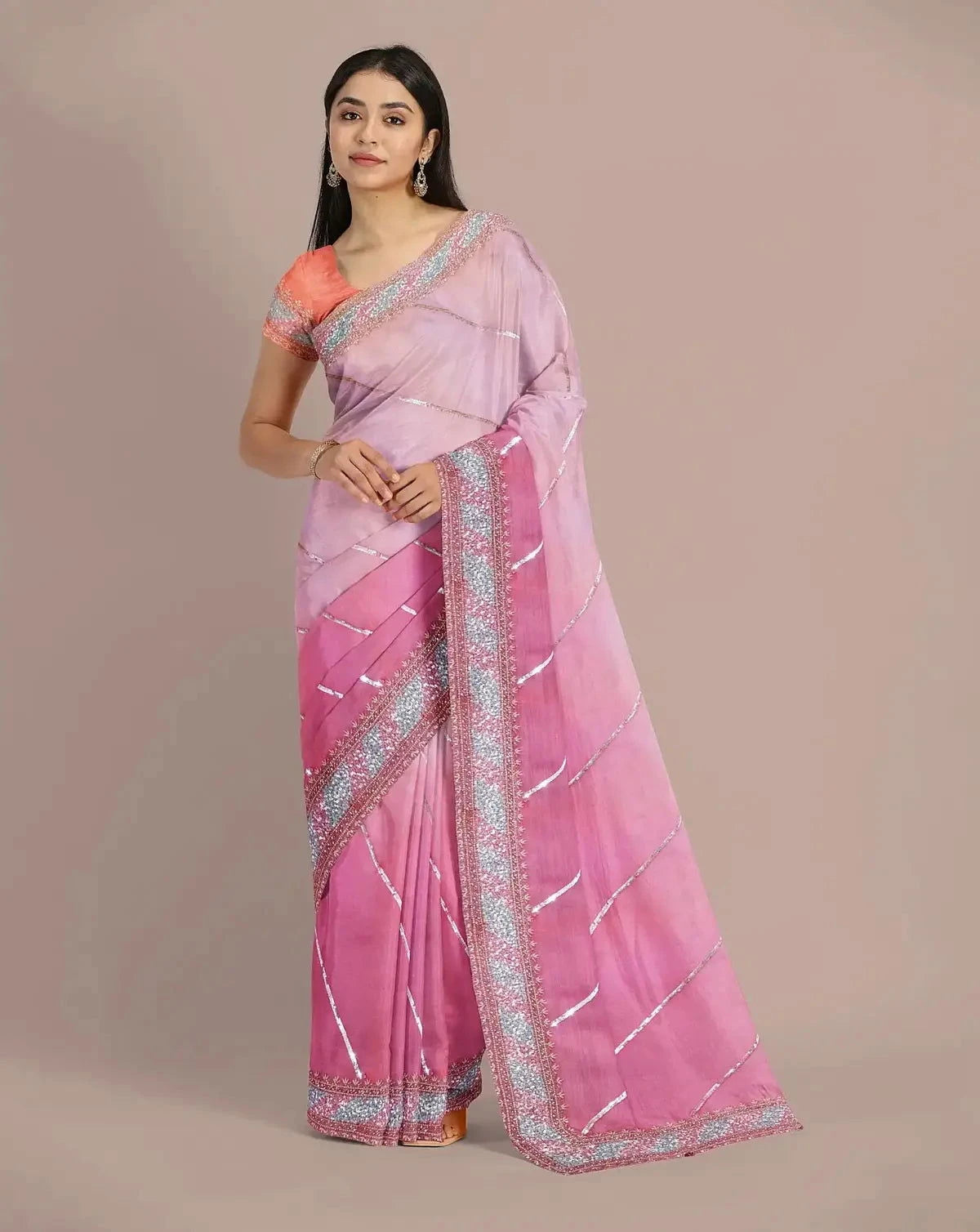 Ombre Shaded Embroidered Saree - Pallodstore