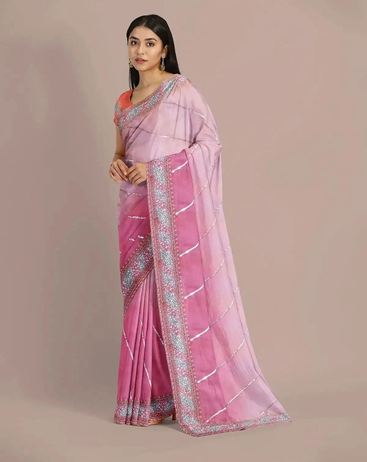 Ombre Shaded Embroidered Saree - Pallodstore
