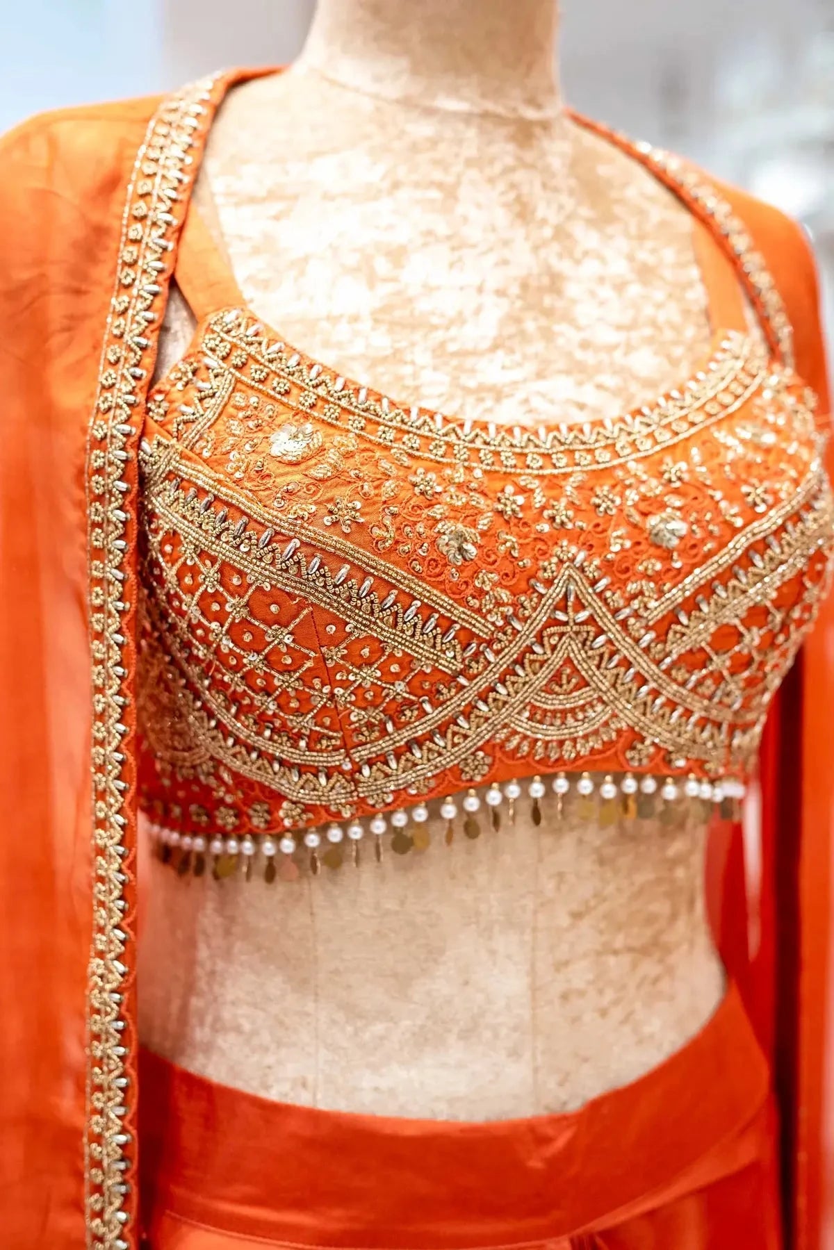 Orange Drape Skirt With Cape - Pallodstore