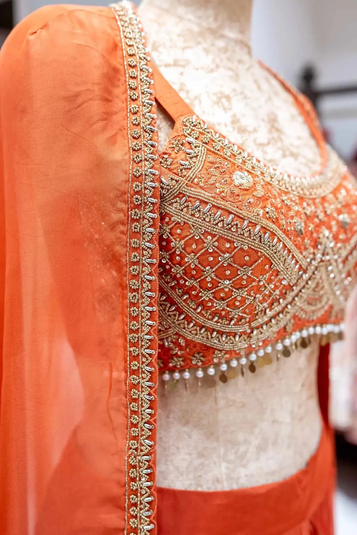 Orange Drape Skirt With Cape - Pallodstore