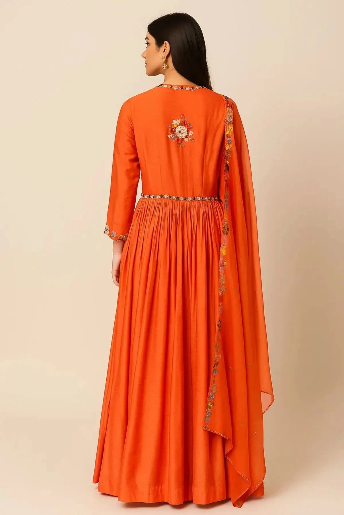 Orange Long Anarkali One Piece - Pallodstore